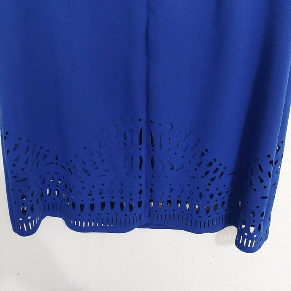 ELIZA J Royal Blue Laser-Cut Sleevesless Sheath Midi Dress Size 8  Fully Lined - Picture 10 of 12